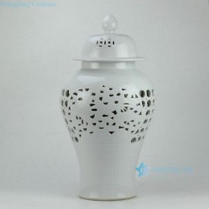 RYNQ18 Hollow out white solid color glazed ceramic porcelain ginger jar