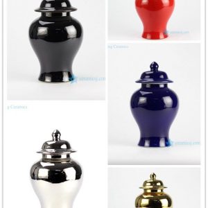RYNQ23-A-E Plain color Jingdezhen porcelain bowl cap temple jar