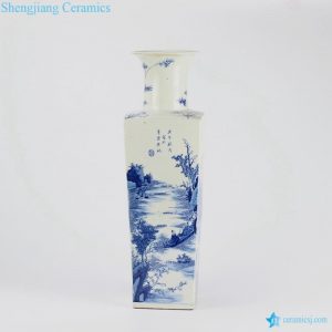 RYQQ12-OLD Square body hand painted blue and white large big decorative floor vase