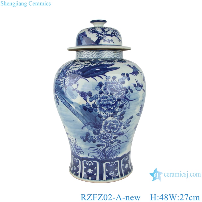 Blue and white Porcelain hand paint floral bird pattern ceramic ginger jar