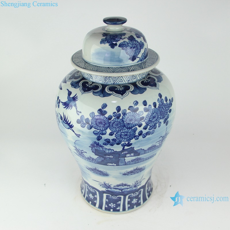 RZFZ02-A Blue and white Porcelain hand paint floral bird pattern ceramic ginger jar