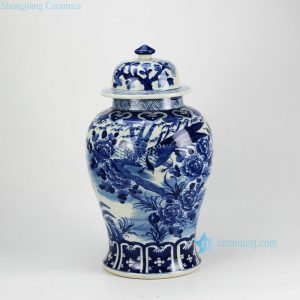 RZFZ02-A Blue and white hand paint floral bird pattern hot sale ceramic ginger jar