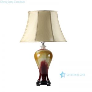 DS49-RZFJ Flambe transmutation glaze ceramic household lamp with fabric shade