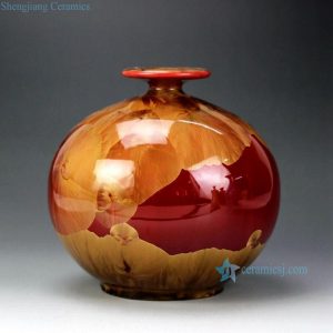 RZGW01-B Photochromic crystaline glaze round abdomen autumn style ceramic vase