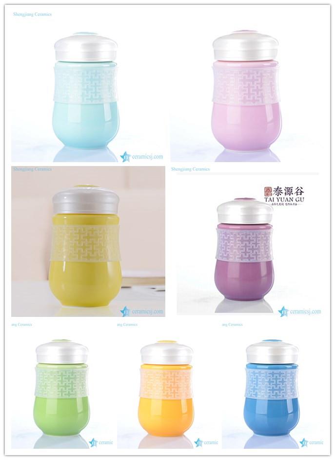 7 plain color rainbow style thermos sealed office portable porcelain coffee cup