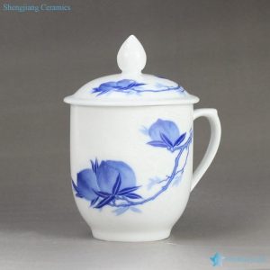 RZIC03-C Longevity peach design candle knob lid white porcelain milk mug