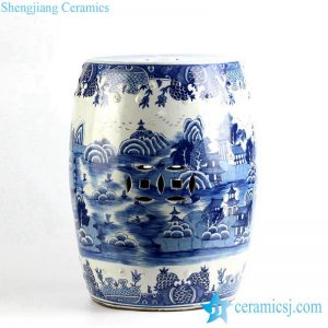 RYLU91-B South China water town pattern hand made ceramic blue white patio seat