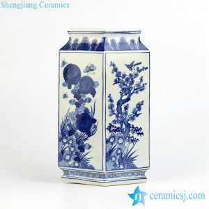 RYXN19 Winter sweet, orchid, bamboo, chrysanthemum pattern hand paint square jar
