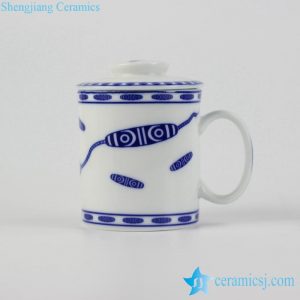 RYYY40-B Fantastic pattern blue and white ceramic mug for gift