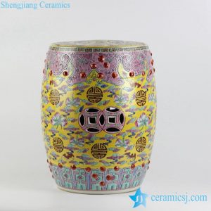 RZAI01 Expensive famille rose hand paint longevity peach pattern Chinese royal Qing Dynasty reproduction drum stool