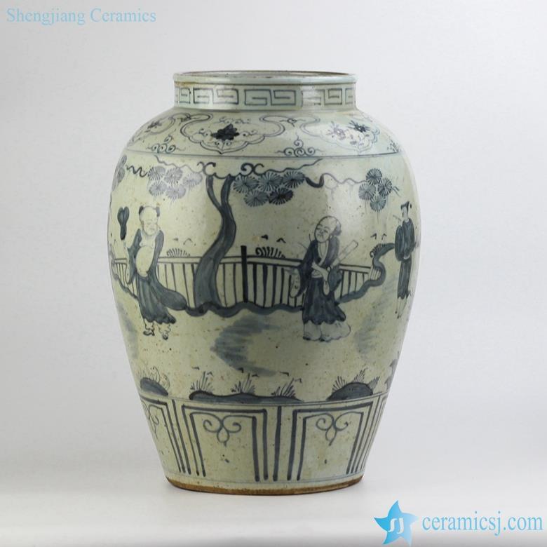 blue and white Chinese heritage hand paint ceramic urn