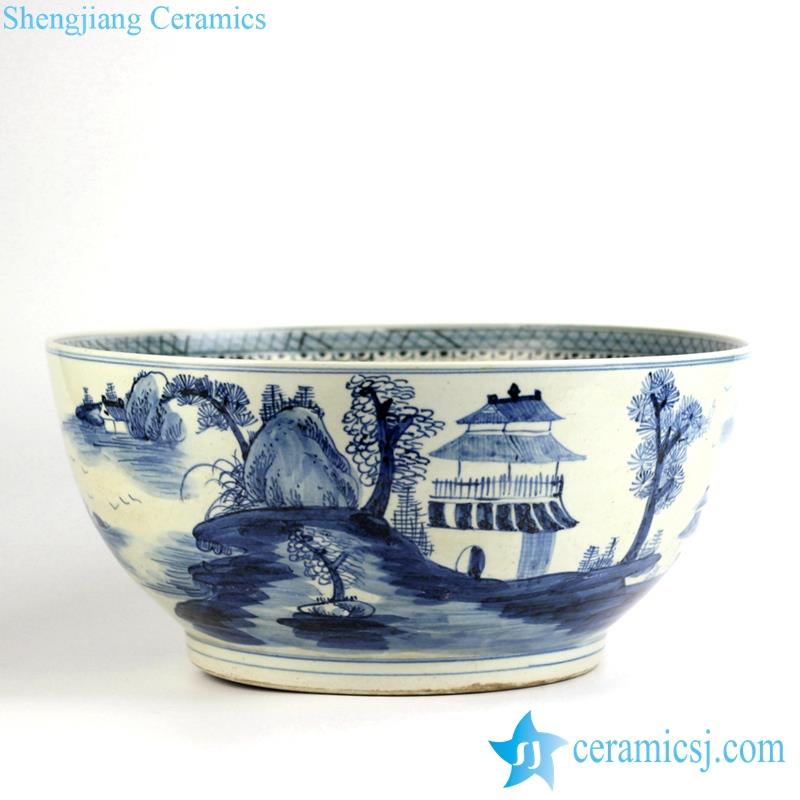hand paint airy pavilions and pagodas pattern ceramic bowl