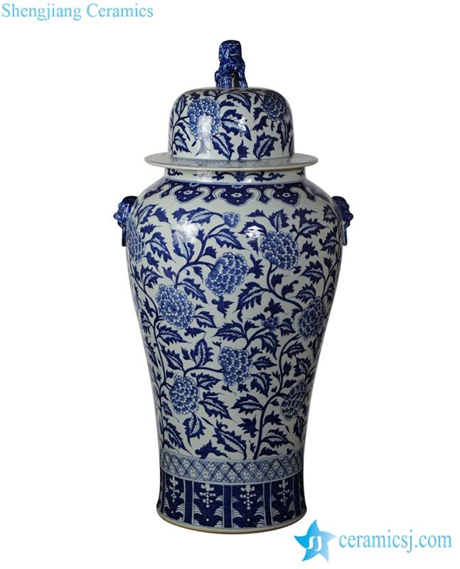 Blue and white floral jar
