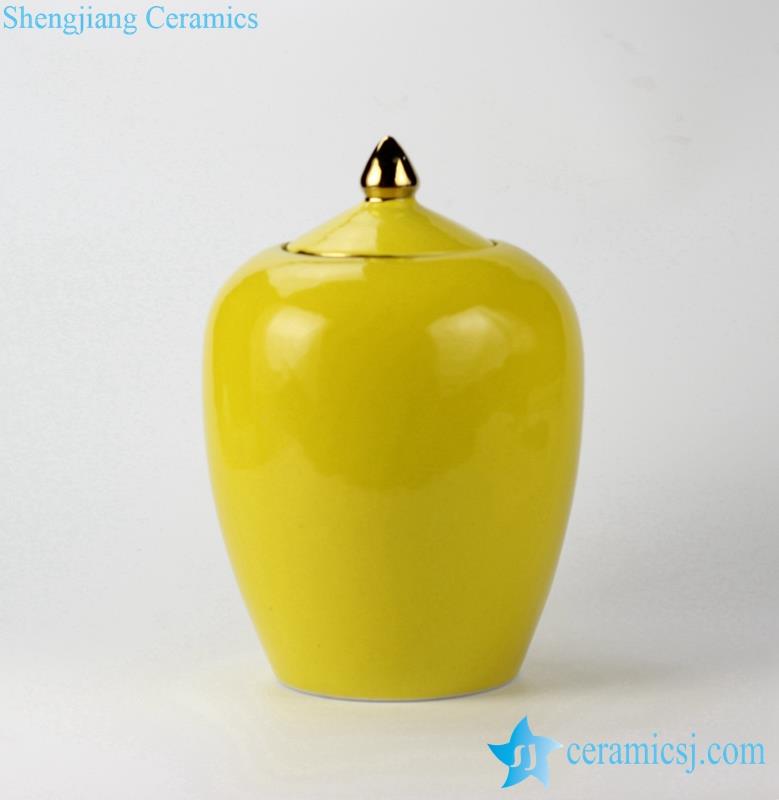 lemon yellow gold knob ceramic candle jar