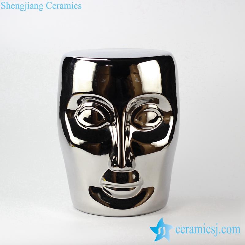 silver plated ceramic human face stool