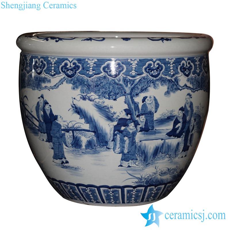  Chinese ancient scholar pattern ceramic vat