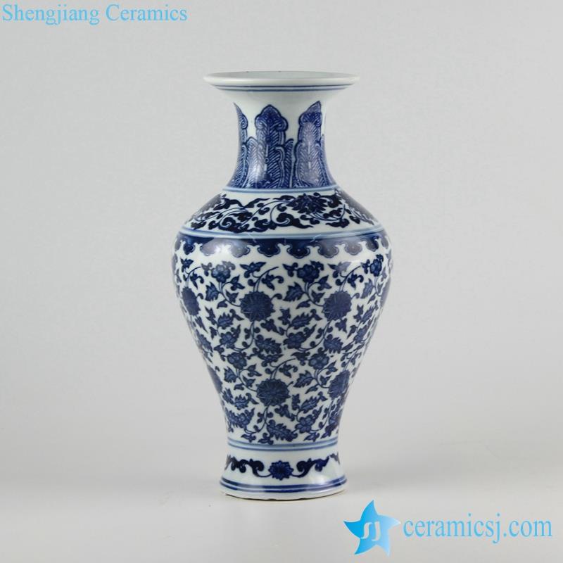  Blue and white floral fish tail shape ceramic vase