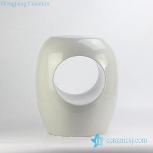 RYIR119 Plain color pure white hollow o-ring ceramic stool
