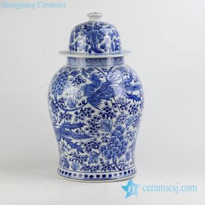 RYNQ196-A Floral and phoenix pattern hand paint ceramic jar for hotel decor