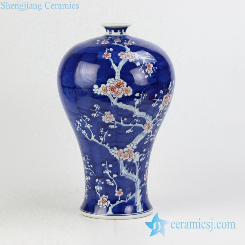 Mei ping blossom blue and red white vase