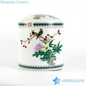 RZJL01-A Bright color bird flower mark ceramic jar with lid online sale
