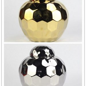 RYKB152-A/B Sparkling hexagon tiled surface design exotic ceramic small round tea jar