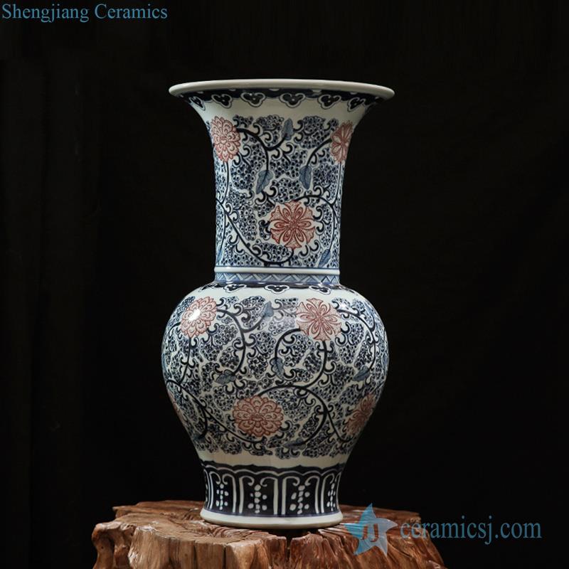 under glaze blue Internet wholesale price ceramic flower trumpet vase