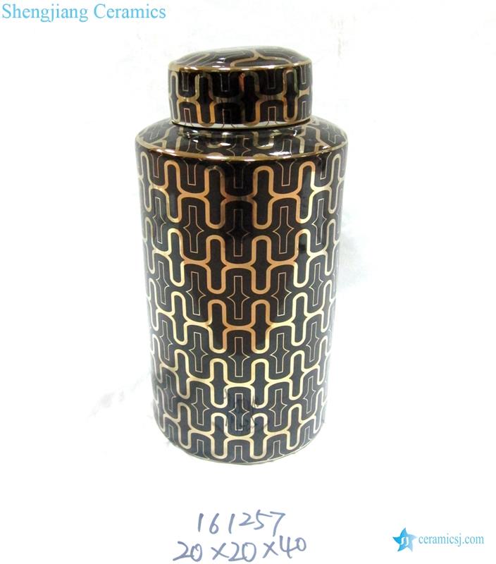 black gold ceramic jar