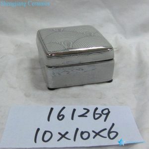 RZKA161269 Curvy line silver plated rectangular ceramic box