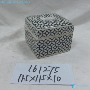 RZKA161275 Golden line black geometric pattern ceramic box container