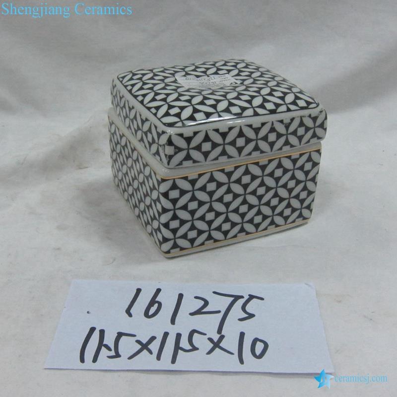  black geometric pattern ceramic box shape ink pad 
