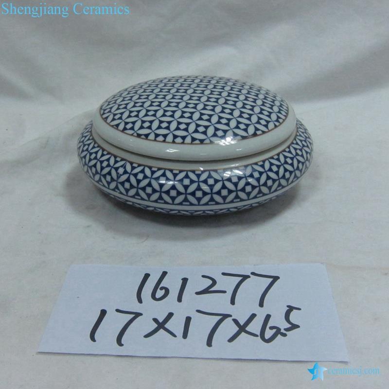 blue and white golden line ceramic ink pad