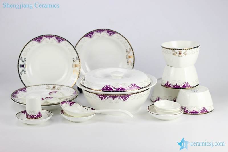  purple rythm ceramic table ware from China