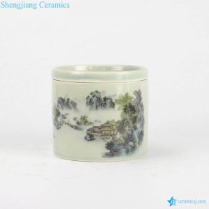 RYBE11-O Small size mountain mark ceramic round tin jar with lid