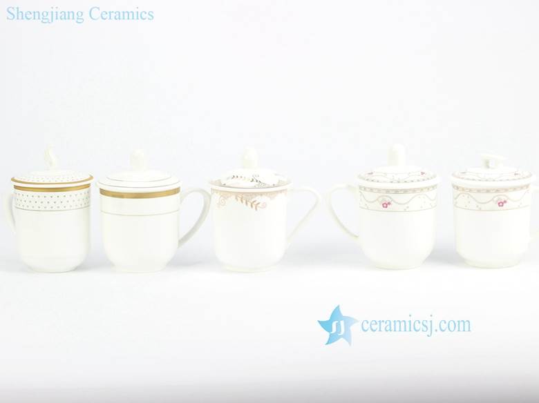  Daily use ceramic water cup with gold line