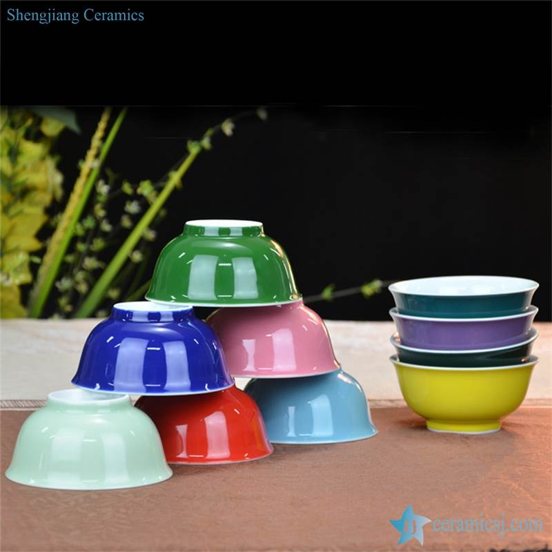  China rainbow color series plain color dinner bowl