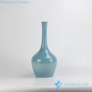 RYNQ175-B Home decor cerulean blue narrow long neck elegant ceramic vase
