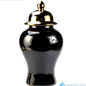 RYRJ14-E Glossy surface black body gold cap home design decorative china jar