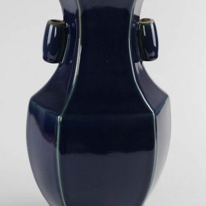 RYUU22 Indigo blue hexagonal ceramic plain color flower vase
