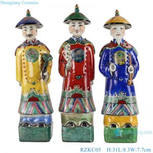 RZKC05 Chinese Traditional Colorful royal set of 3 emperors ceramic figurines