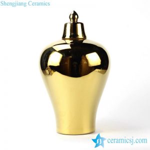 RYKB113-E Mirror gold glaze artistic design ceramic jar for home decor