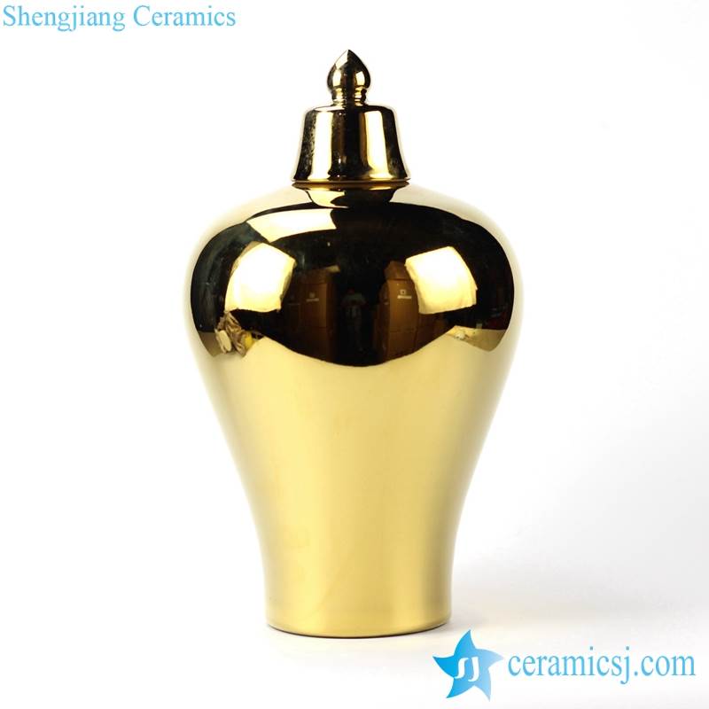  Mirror gold glaze artistic design ceramic jar for home decor
