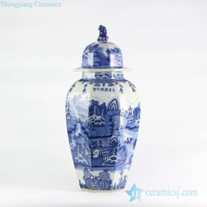 RYLU106 Oriental water town pattern handicraft Qing Dynasty tall porcelain jar with lid