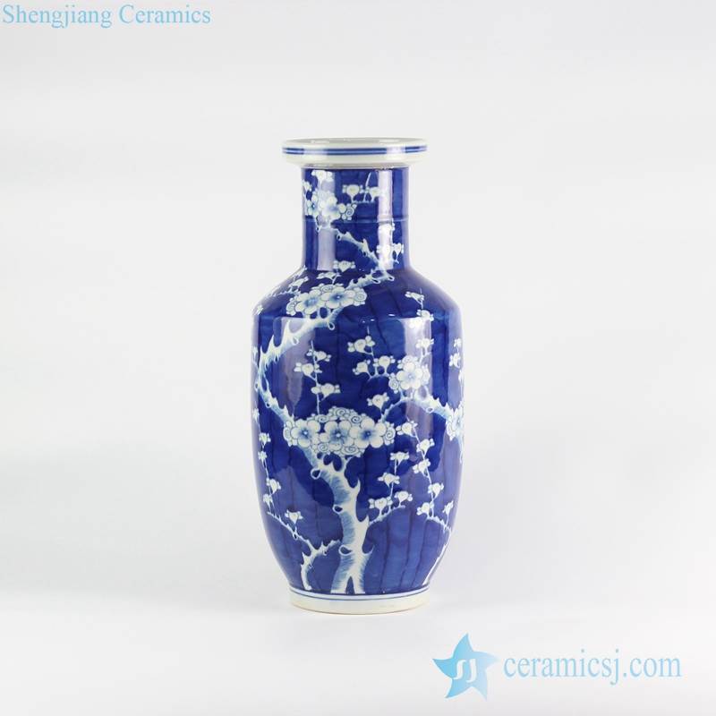 RYLU118 Online vase shop blue and white floral pattern hand paint clear vase 