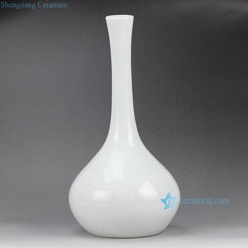  Long slim pure white plain color rest room decor ceramic flower vase