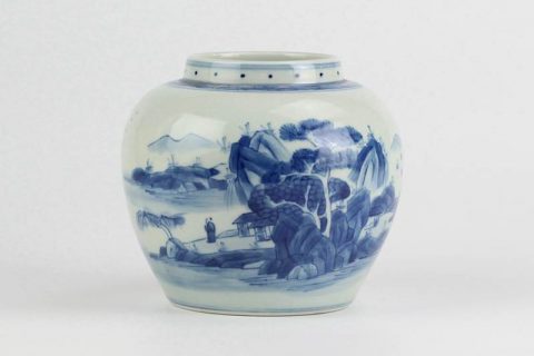RYCZ11 Live in seclusion pattern hand paint blue and white porcelain spice jar