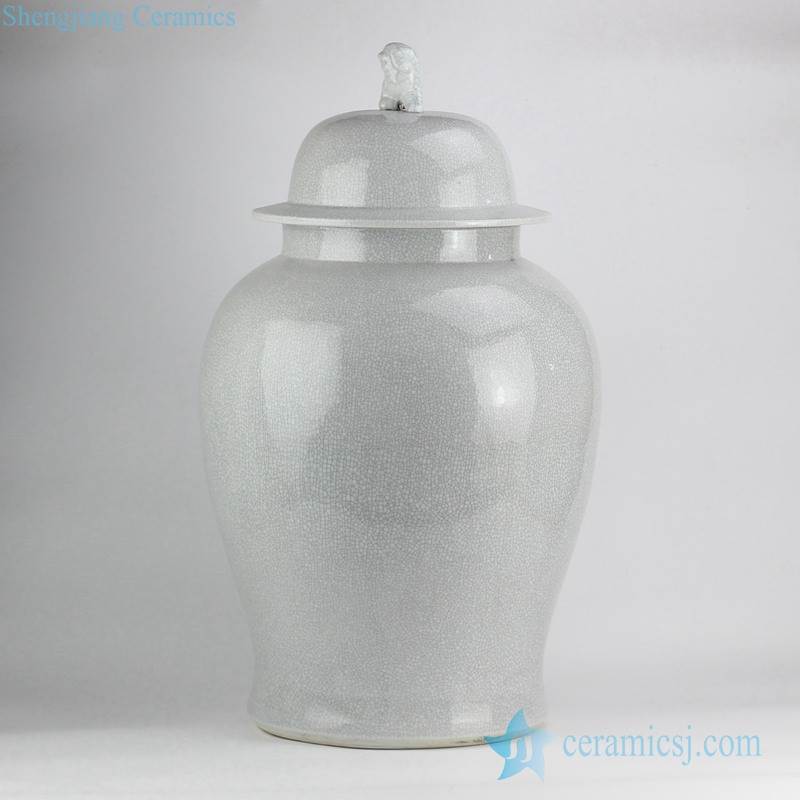 small crackle glaze vintage ceramic ginger jar with foo dog knob