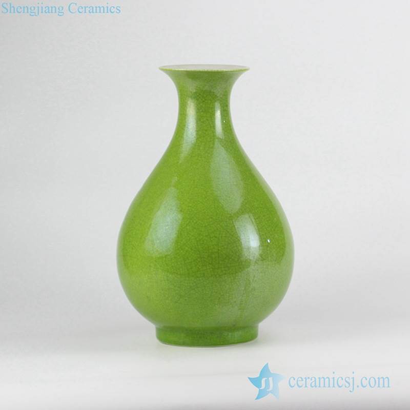 Grass green glaze plain peach shape ceramic vase