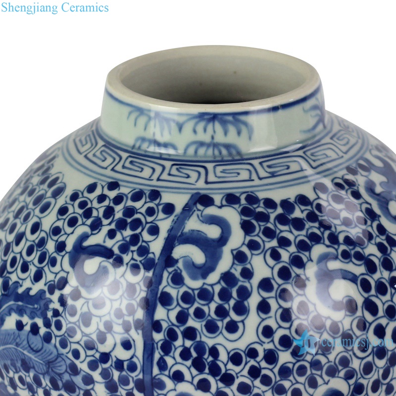RYVM15-B Asian mysterious Chinese Lucky animal phoenix pattern ceramic decorative jar