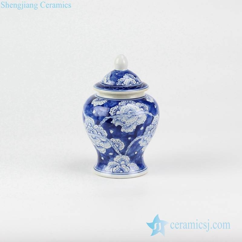 Camellia pattern hand paint cobalt blue beautiful ceramic jar